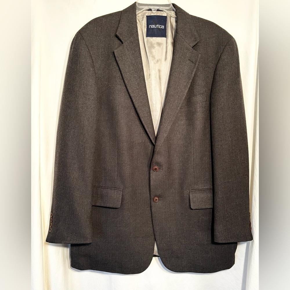 MENS 44L CHARCOAL GRAY LORD & TAYLOR NAUTICA SUIT JACKET SPORT COAT BLAZER